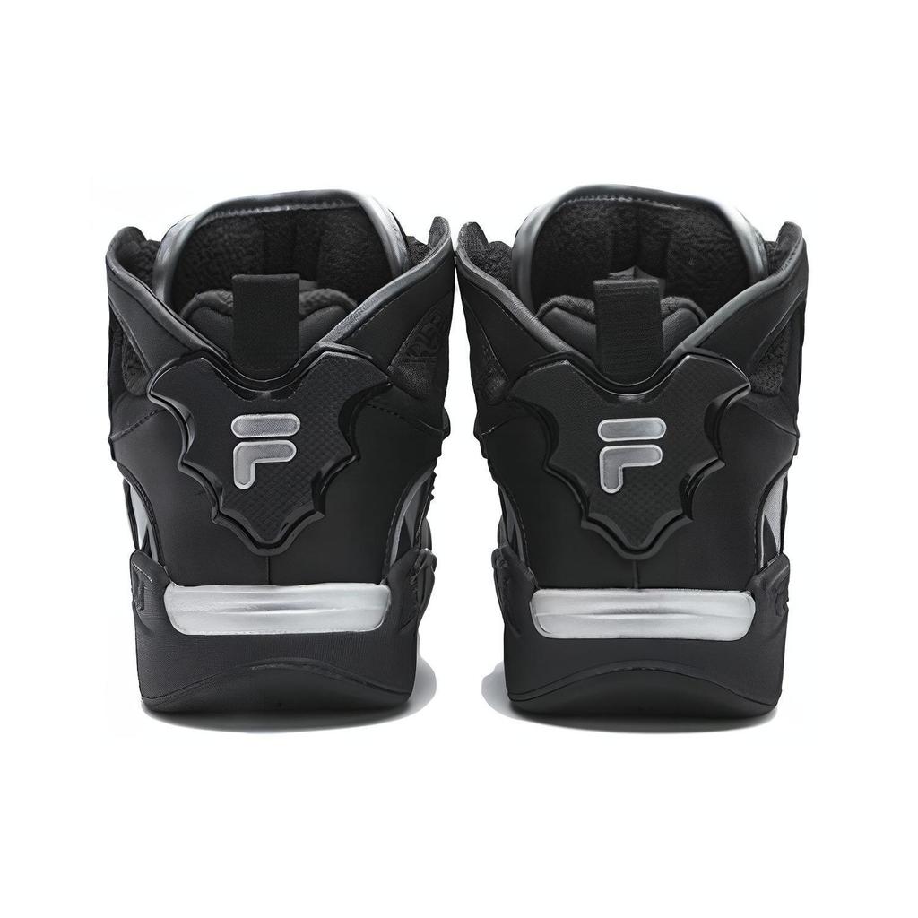 FILA Fusion Desperado Comfortable Versatile Plush Shock Absorbing Mid-Top Retro Basketball Shoes Women sneaker Black Silver T12W343215FBS