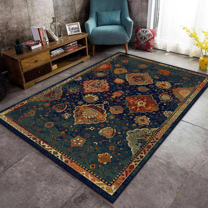 1PC American Retro Persian Carpet Large Area Non-Slip Living Room Sofa Rug Bedroom Study Cloakroom Floor Mat Home Decoration