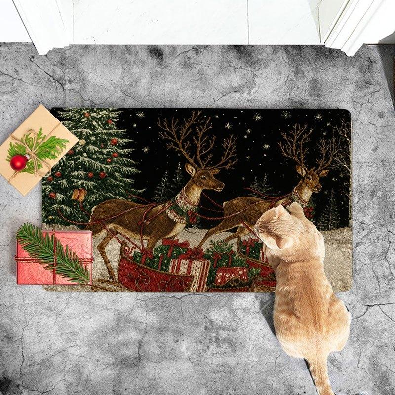 1 Stück Anti-Ermüdungs-Küchenteppiche Schlitten Weihnachten Wasserdicht Rutschfest Dick Gepolsterte Küchenmatte Schwerlast Komfort Stehmatte für Küche
