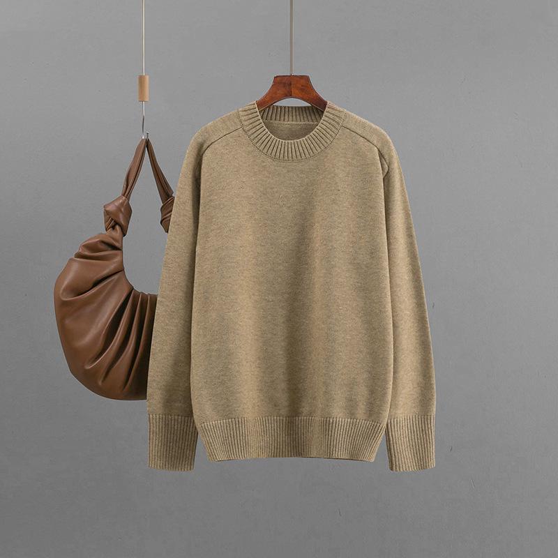 Women's Solid Color Round Neck Loose Knit Pullover Sweater