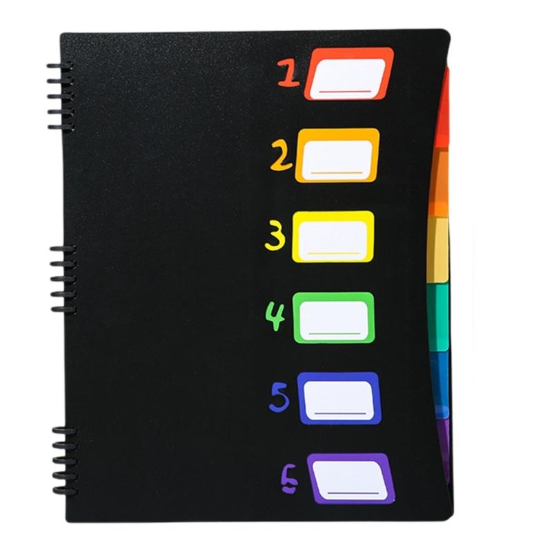 6 Pockets Expandable Document Folder Letter Size File Organiser with Removable Pages Colorful Numbered Label Window