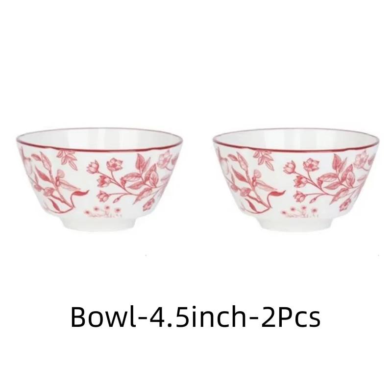 Ceramic Tableware Pomegranate Flower Pattern Housewarming Bowls Plate Steak Plate Dinnerware Microwave Feativel Gift