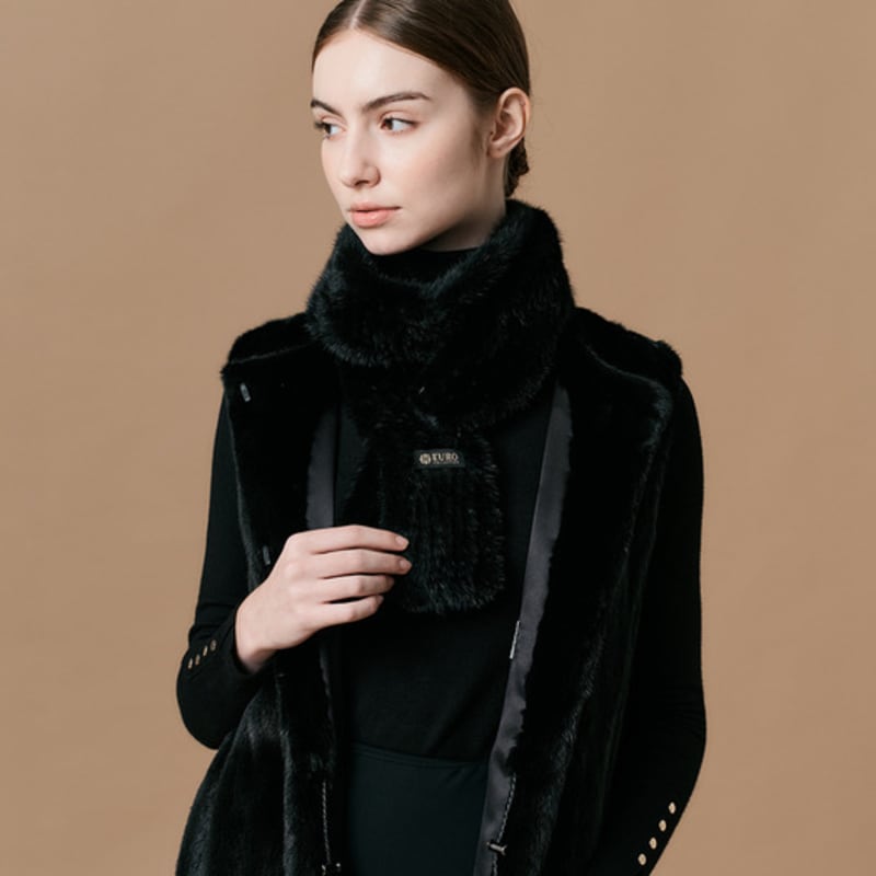 

eurocollection black grammar knitted muffler Black_FREE