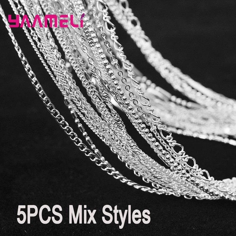 Authentische 5 Stück Solide 925 Sterling Silber Schmuckketten Halskette mit Karabinerverschlüssen passend für Herren Damen Anhänger 18 Designs 16-30 Zoll