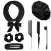8/5/4 Stück Hitzeloses Lockenwickler-Set Satin-Schlafhaube Keine Hitze Über Nacht Locken Kantenbürste Scrunchies Kamm Schwarzer Geschenk Kamm Styling-Werkzeuge