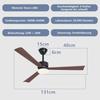 Ventilateur de plafond LED - NETTLIFE - 131 cm - 3 pales - Silencieux - Dimmable avec télécommande
