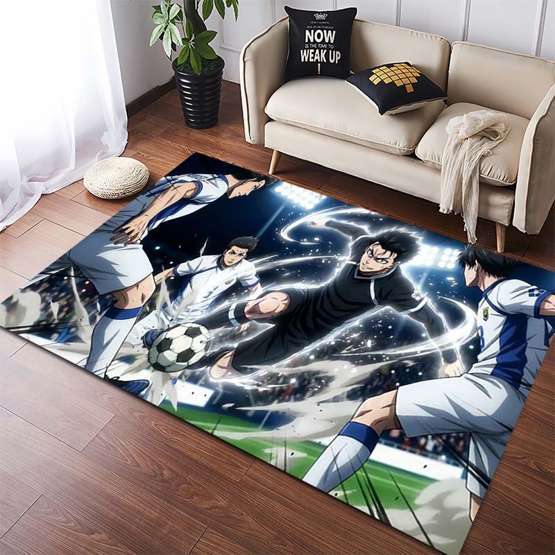 Blue Lock Anime Soccer Team Print Area Rug, Non-Slip Floor Mat for Sports Fans