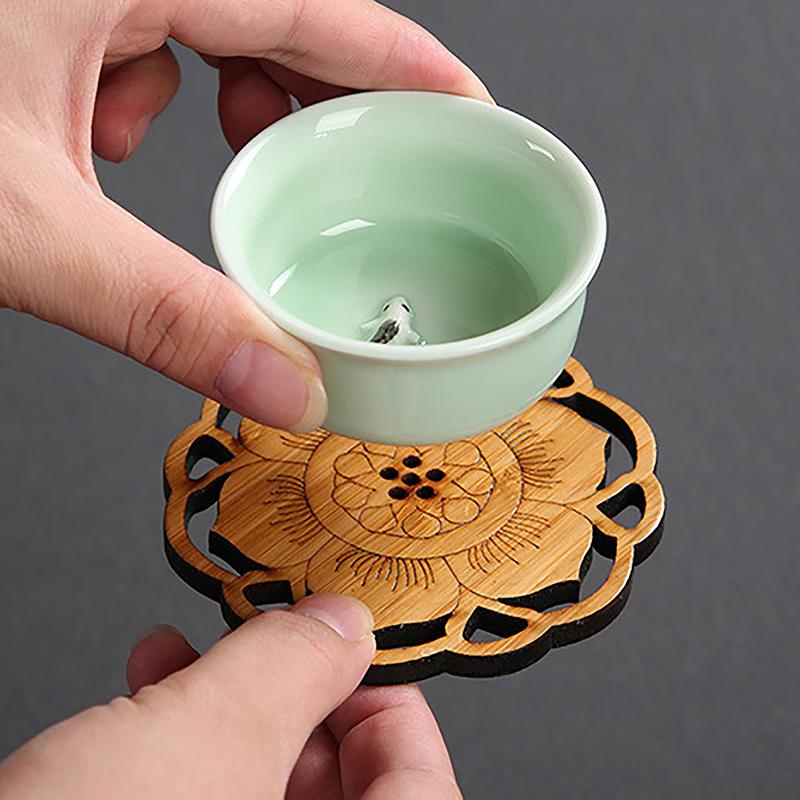 Creative Lotus Flower Drink Coasters Wooden Round Cup Mat Table Mat Tea Coffee Mug Placemat Home Decoration Kitchen Accessories