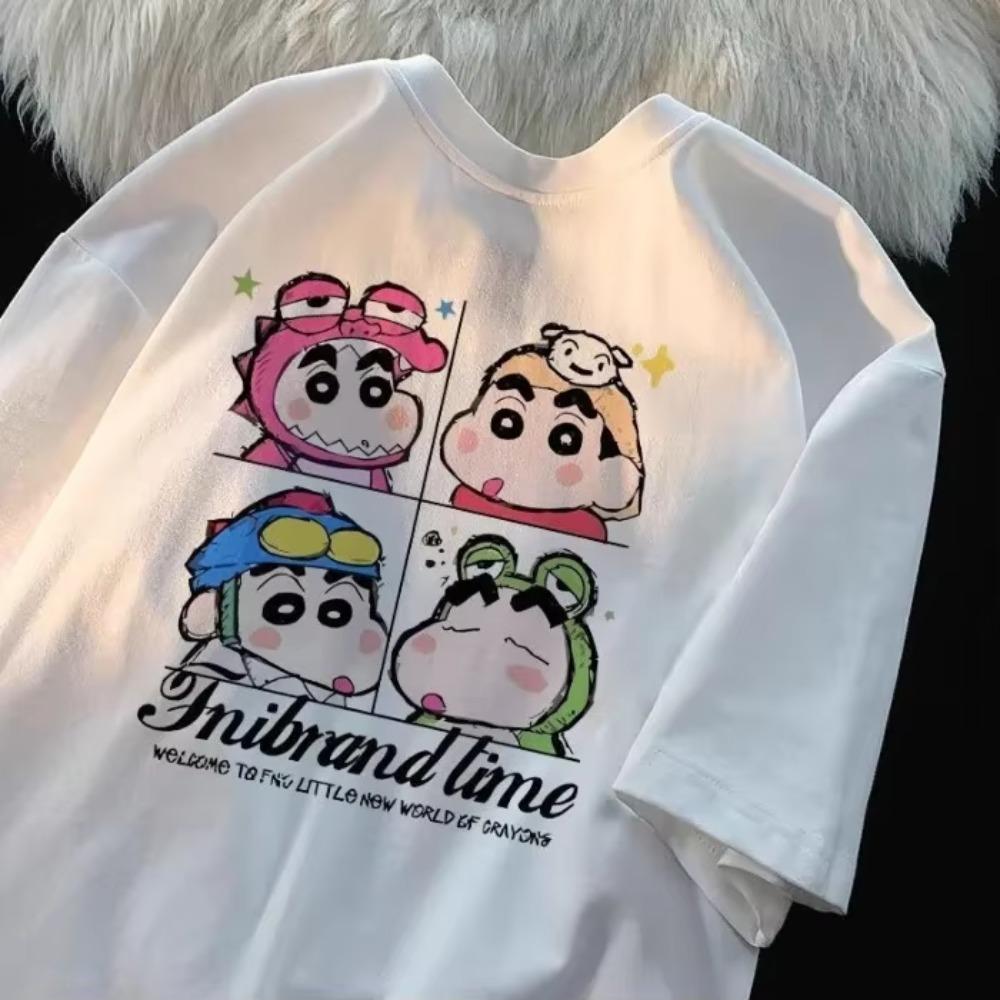 Kawaii Crayon Shin-chan T Shirt Hip Hop Washed Short Sleeve Harajuku T-Shirts Anime Men Women Tops Streetwear Summer Tee Shirt