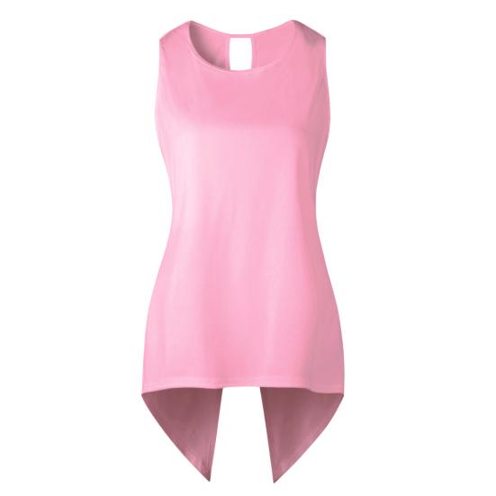 

Женский сплошной цвет без рукавов, нерегулярный жилет с перекрестной спиной, майка XXL розовый