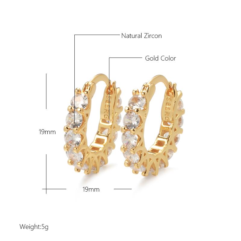 High Quality Cubic Zirconia Women Hoop Earrings Trend  Rose Gold Color Girl Accessories Daily Wearable Fashion Jewelry