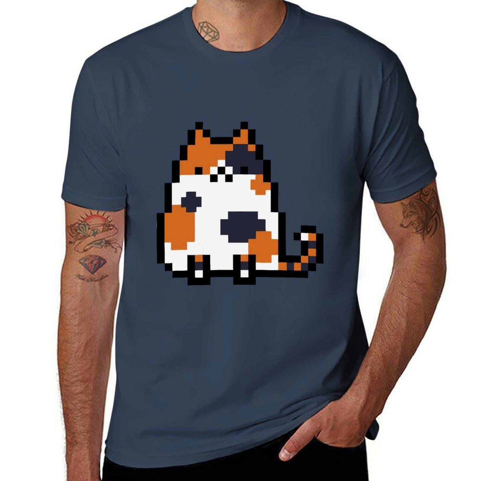 Pixel Cat (Calico) TShirt Stylish Print Short Sleeve Tee S
