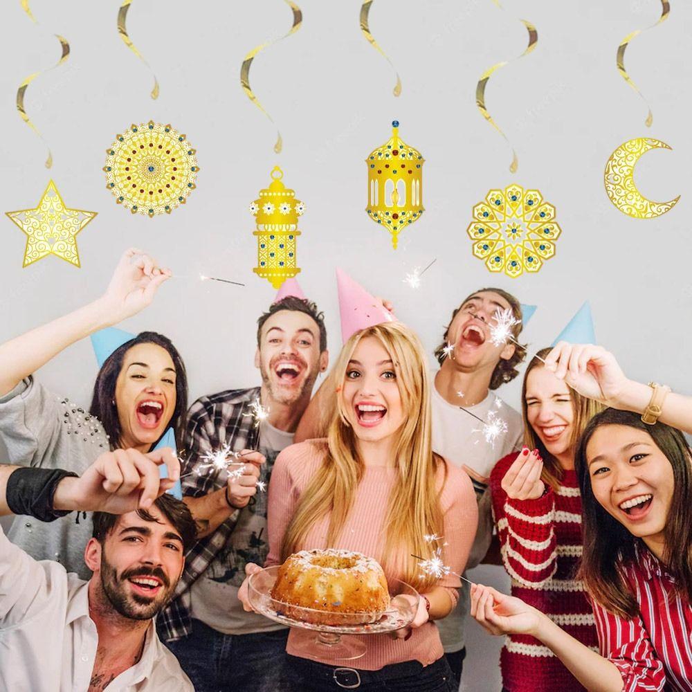 

6 шт./упак. EID Мубарак Звезда Луна кулон потолочный подвесной орнамент Рамадан Карим баннер