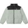 Color Block Design Stand Collar Soft Comfortable Long Sleeve Down Jacket Unisex Outerwear Gray-Green VN000P30ZRT