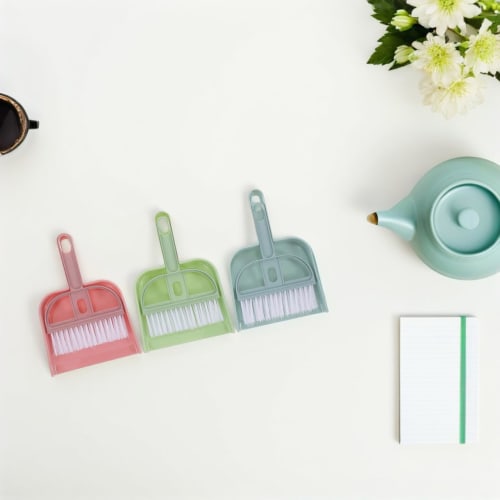 Cabilock 3-delt Mini Kost og Støvbrettsett med Børste for Bord, Kompakt Støvbrett og Børste for Rengjøring av Bord, Biler, Skrivebord, Tastaturer, Benkeplater, an