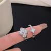The Same Four-Leaf Clover Open Ring Niche Design Drop Glaze Light Luxury High-End Sense Personalized Ring Woman
