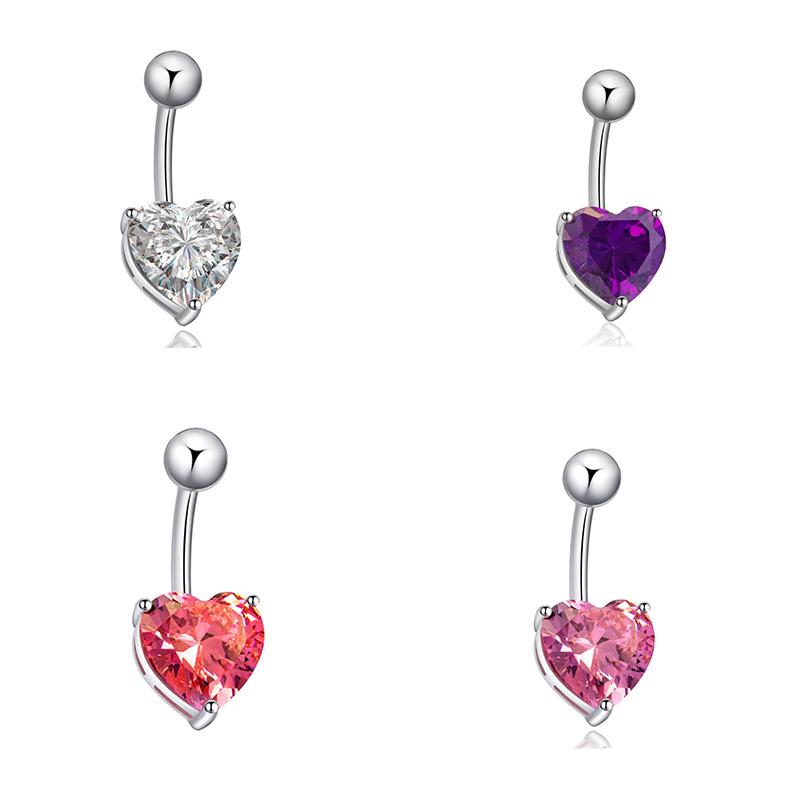 Color Zircon  Belly Button Ring  Creative Heart Shape Butterfly Pendant Navel Piercing For Women Sexy Body Jewelry