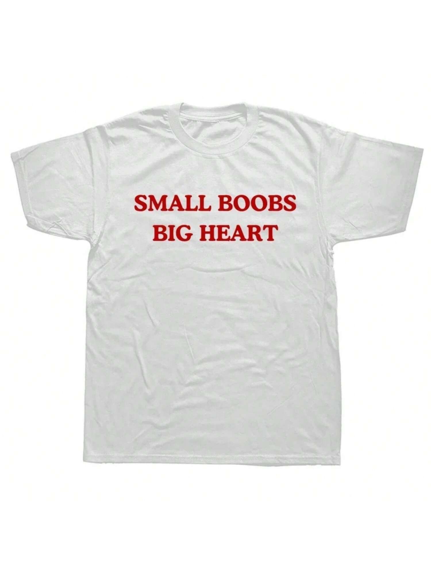 Small Boobs Big Heart Women T-Shirt Funny Adult Humor Jokes Short Sleeve Unisex Casual Soft O-Neck T Shirt Women Clothing S разноцветный