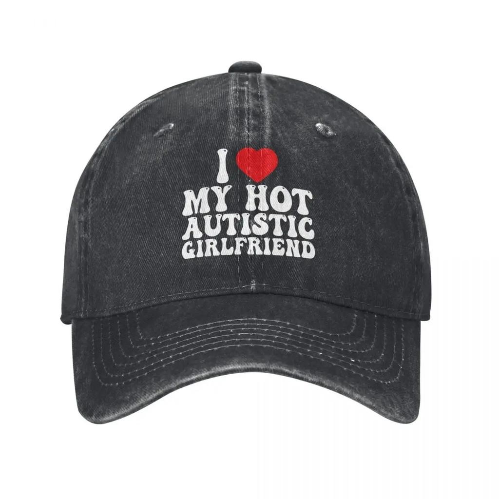 Vintage I Love My Girlfriend Baseball Caps for Unisex Women Distressed Washed Sun Cap Outdoor Running Golf Caps Hat