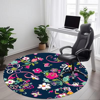 1 Stück Floral gemusterter runder Teppich für Büro, unter Bürostühlen, Schlafzimmer, Wohnzimmer, Heimdekoration, Raumdeko