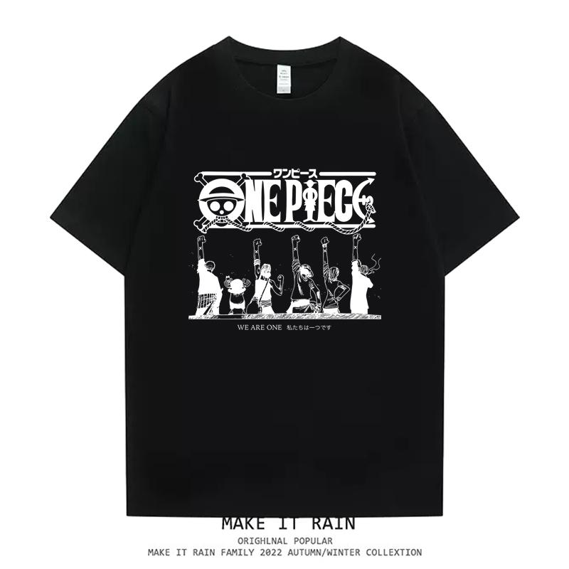 ONE PIECE Trendy Brand Retro Clothes Short-sleeved Peripheral T-shirt Men's and Women's Pure Cotton Printing Loose Summer