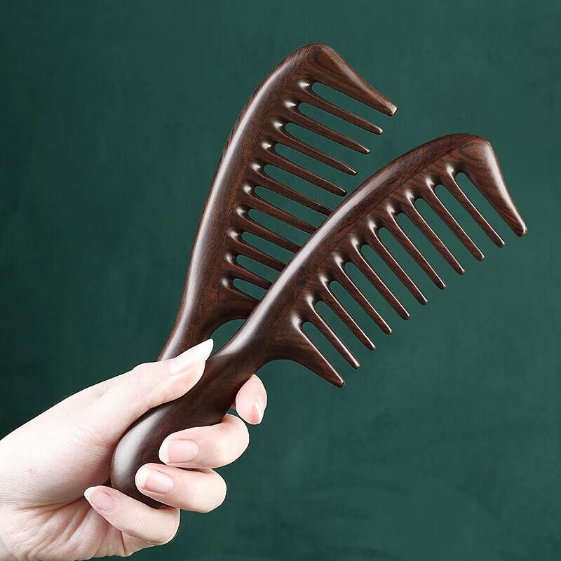 HOMEMAKER Natural Ebony Wood Wide Tooth Massage Comb
