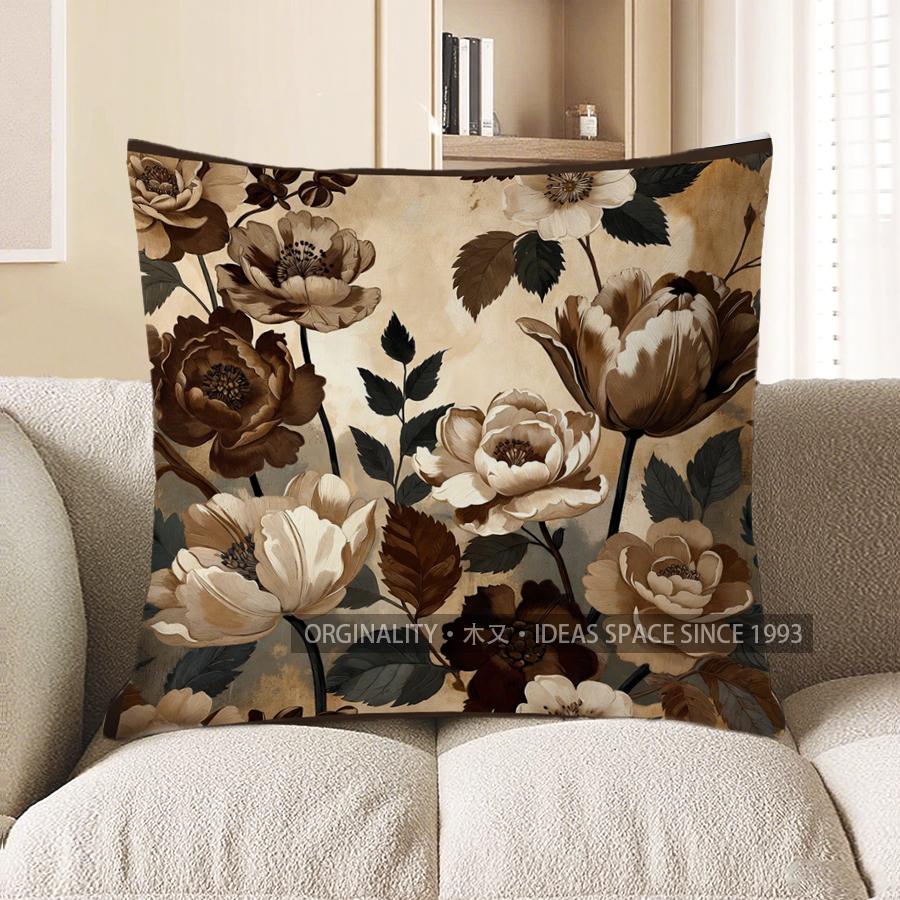 2D Floral Patterned Decorative Pillow Covers For Sofa Pattern Cushion Cover Suitable For Sofa Bedroom Car Pillow Cover
