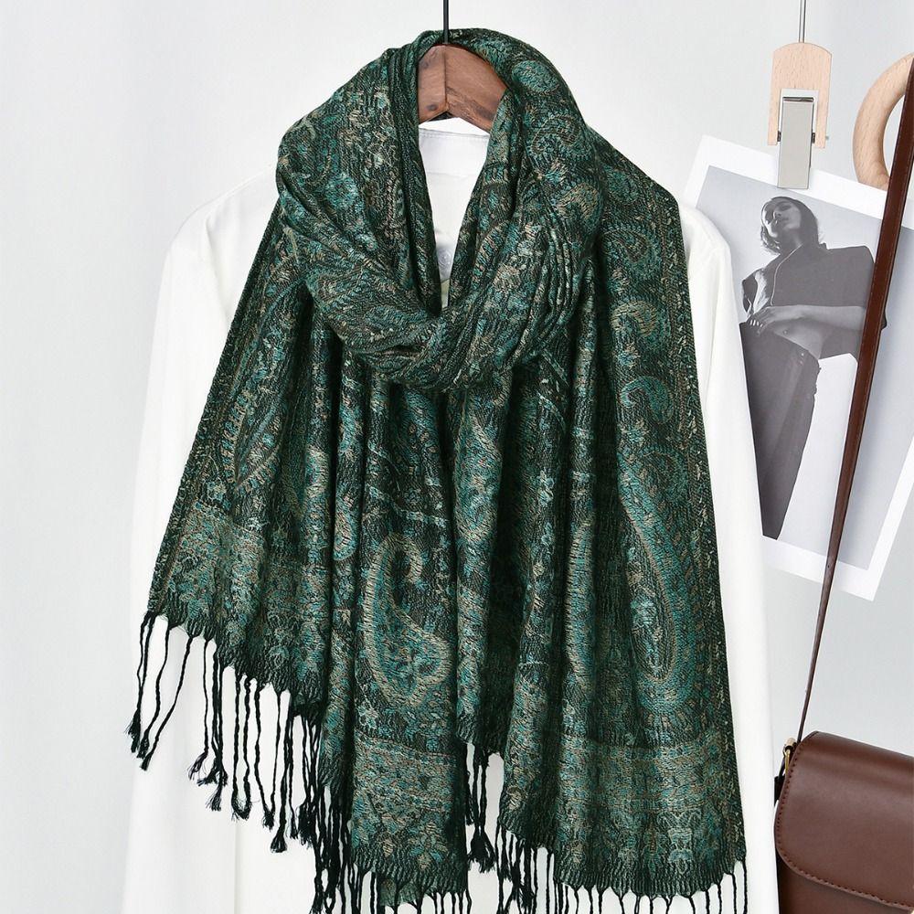 Jacquard Hijab Scarf Printed Islamic Turban Elegant Ethnic Style Scarf  Female