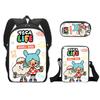 Klassisch Neuheit Seltsam toca boca 3D-Druck 3 Stück/Set Schüler Rucksäcke Laptop Tagesrucksack Rucksack Schräg Schultertasche Federmäppchen
