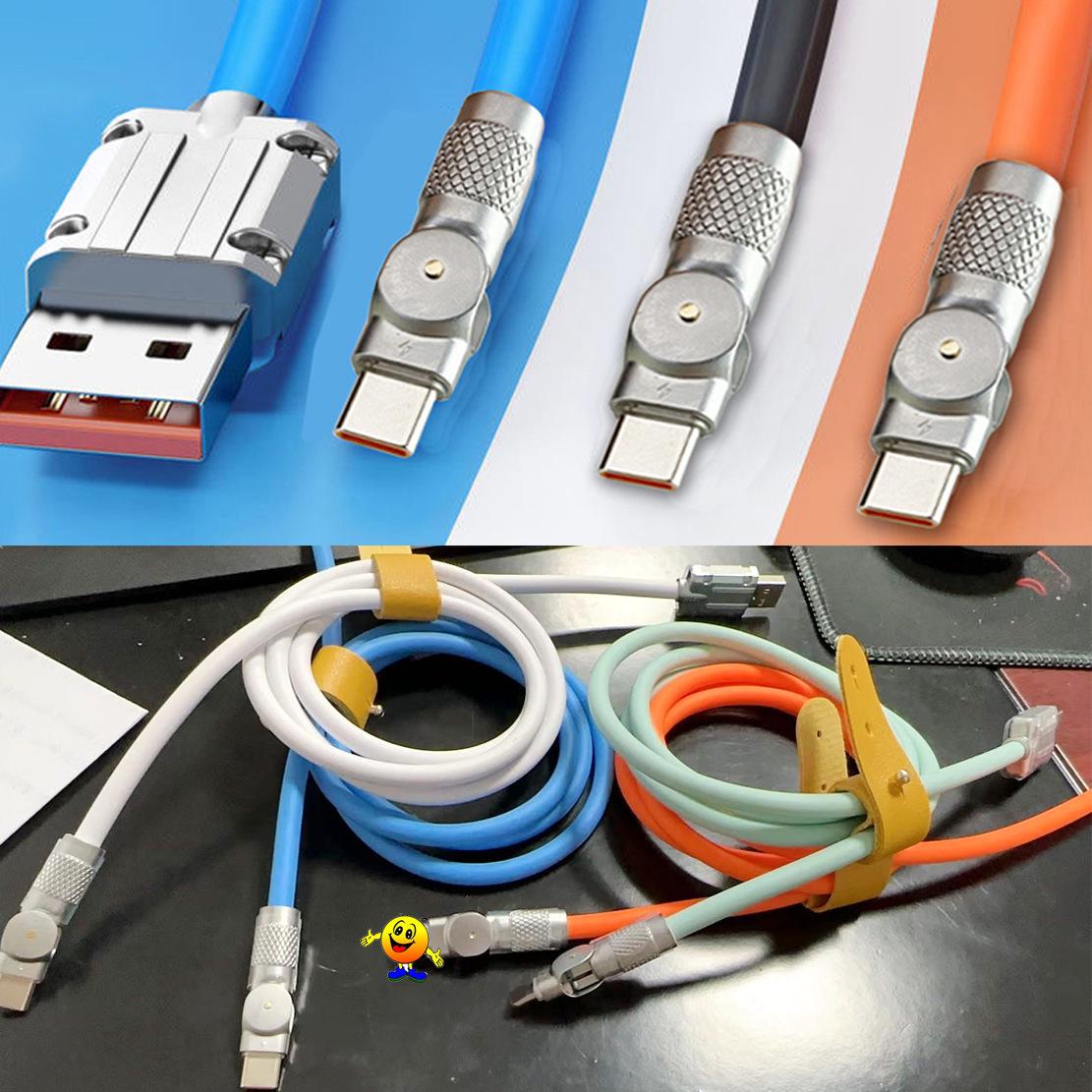 

120W Type-C Mech Data Cable: 180° Rotating, Zinc Alloy & Soft Rubber, Fast Charging for Huawei Honor 1m Type-C Fast Charge Cable оранжевый