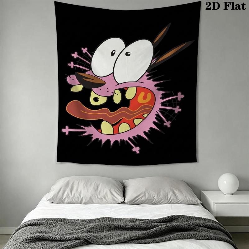 Courage the Cowardly Dog Wall Tapestry Aesthetic Wall Hanging Printed Fabric Blanket Decorative Tapestries for Bedroom Living Room Home Decor