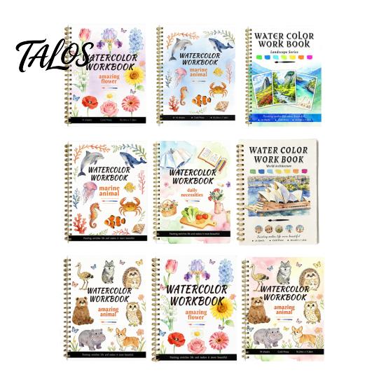 Watercolor Coloring Book for Kids Book, Clean And Bright Patterns Design, Thick Paper Sketchbook Multi-theme Paint Art Skill Development Nature Animal