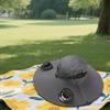 Unisex Outdoor Wide Brim Sun Hat with Fan for Hiking Camping Summer Comfortable Llightweight Rechargeable Cooling Cap