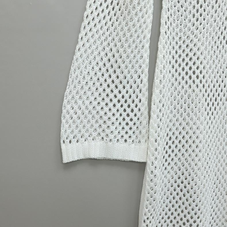 Letní dámské plážové šaty jednobarevné sexy pletené vyhloubené bikiny plavky zahalující krém na opalování dlouhé šaty