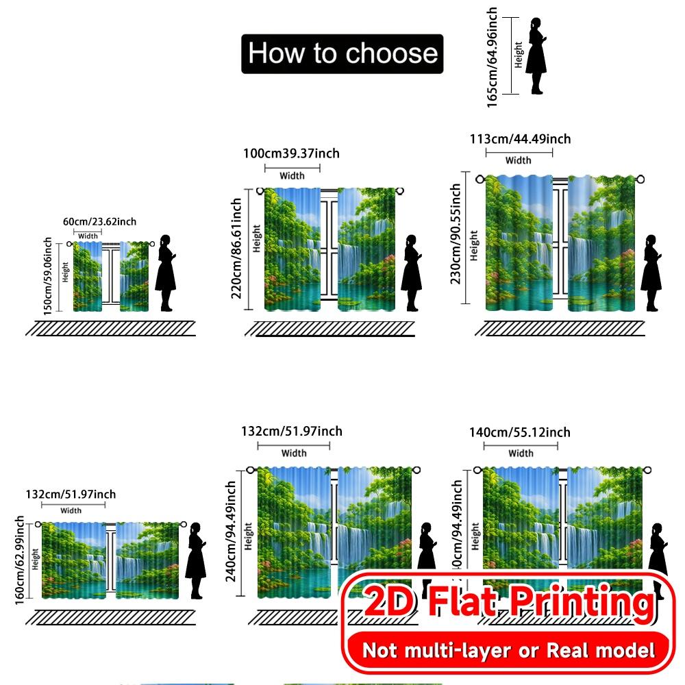 2pcs   2D FLAT PRINTING Curtains (Without Rod) Tropical Cascade Halloween Festival Popular Curtains&Drapes Machine Washable