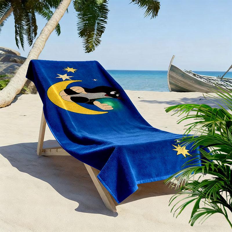 Krtek Art Print Beach Towel, Large Soft Quick Dry Towel for Beach Camping Swimming