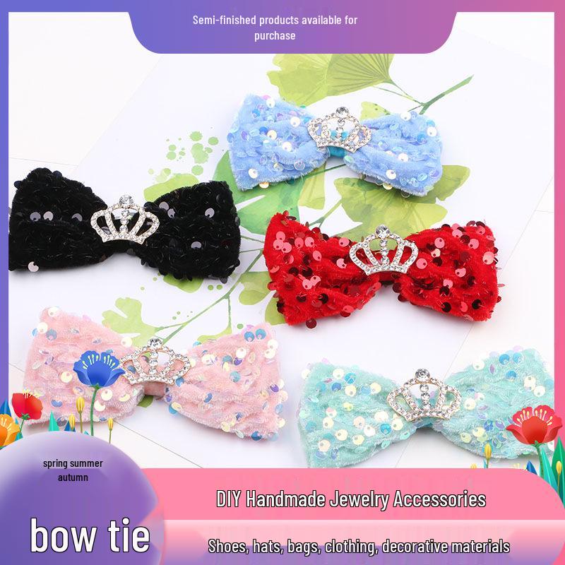 Korean Style Sequin Bow Hair Clip for Girls - Crown 3D Top Hairpin Accessory