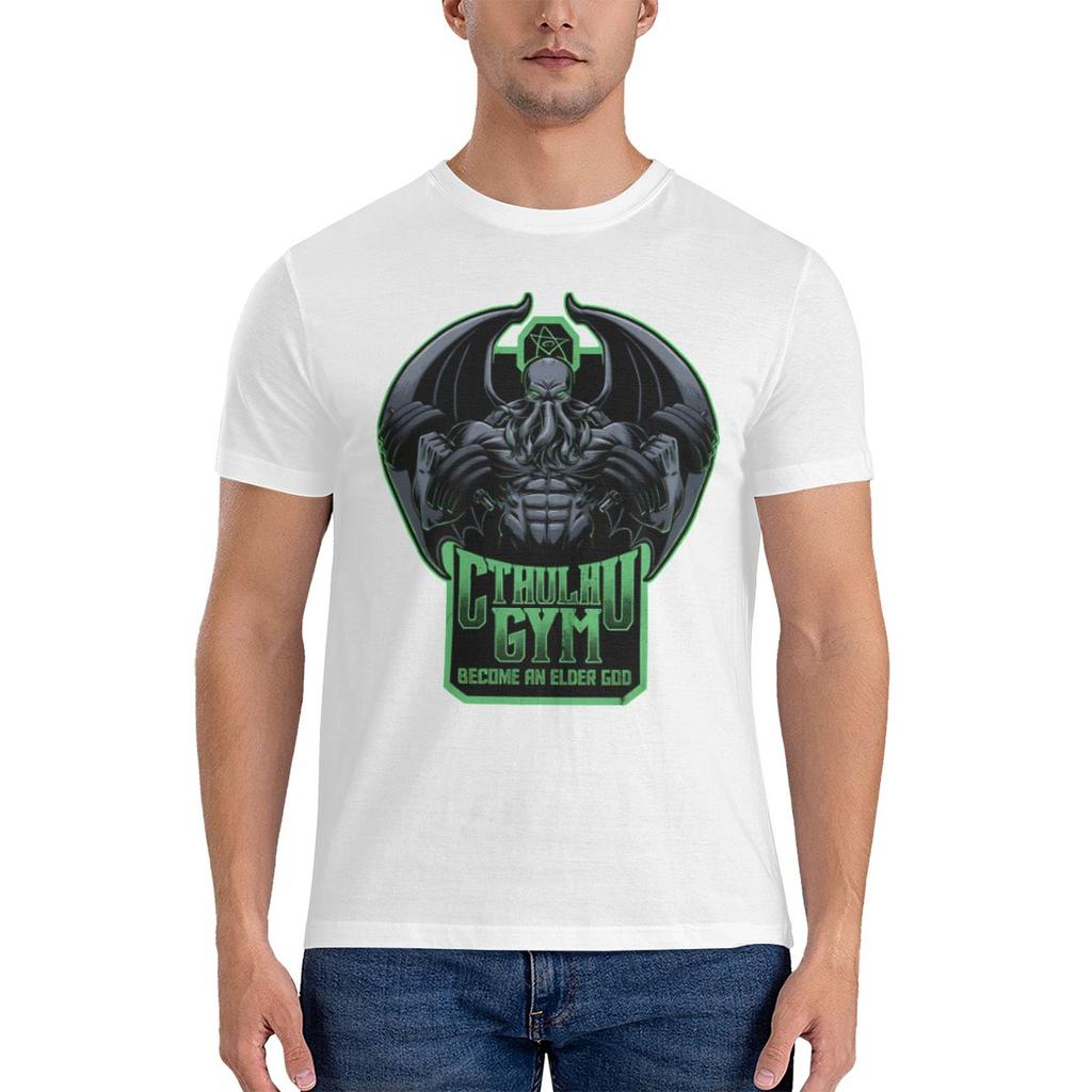 Cthulhu Gym T Shirt For Unisex Pure Cotton Vintage TShirts Round Collar Cthulhu Lovecraftian Horror Tees Short Sleeve Tops Gift