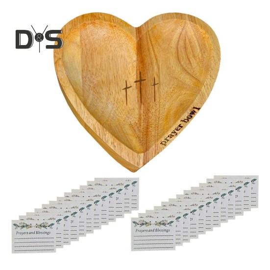 

Деревянная чаша для молитв в форме сердца, ручная работа, чаша в форме сердца с карточками, религиозная молитвенная чаша из теста, подарки на Пасху, Рождество, День благодарения