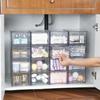 4-pack Clear Stackable Drawers (4.4'' Tall): For Bathroom Makeup, Vanities, Under Sinks, Kitchen Cabinets/pantries – Great for Home Organization.