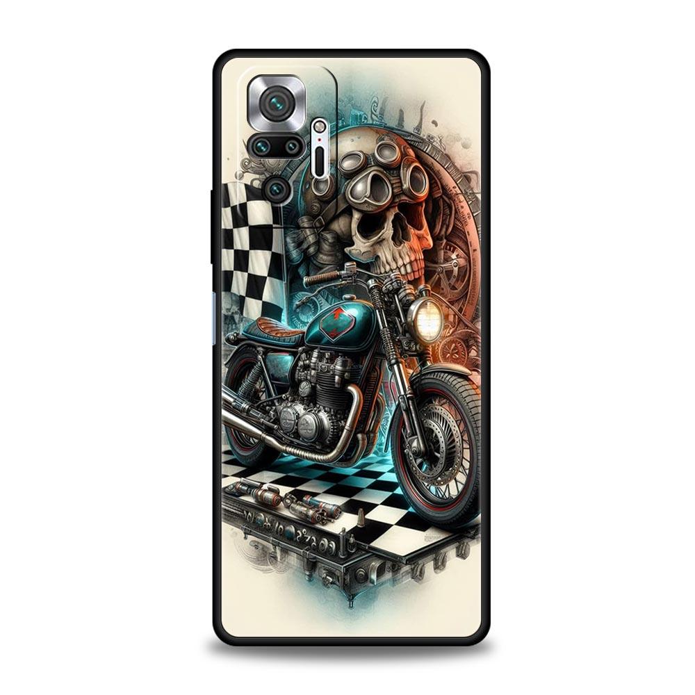 Colors Vintage Motorcycle Painted Phone Case Cover for Redmi 14C 10C Note 15 14 13 12 10 11 K40 Pro Plus 5G Soft TPU Shell Bags