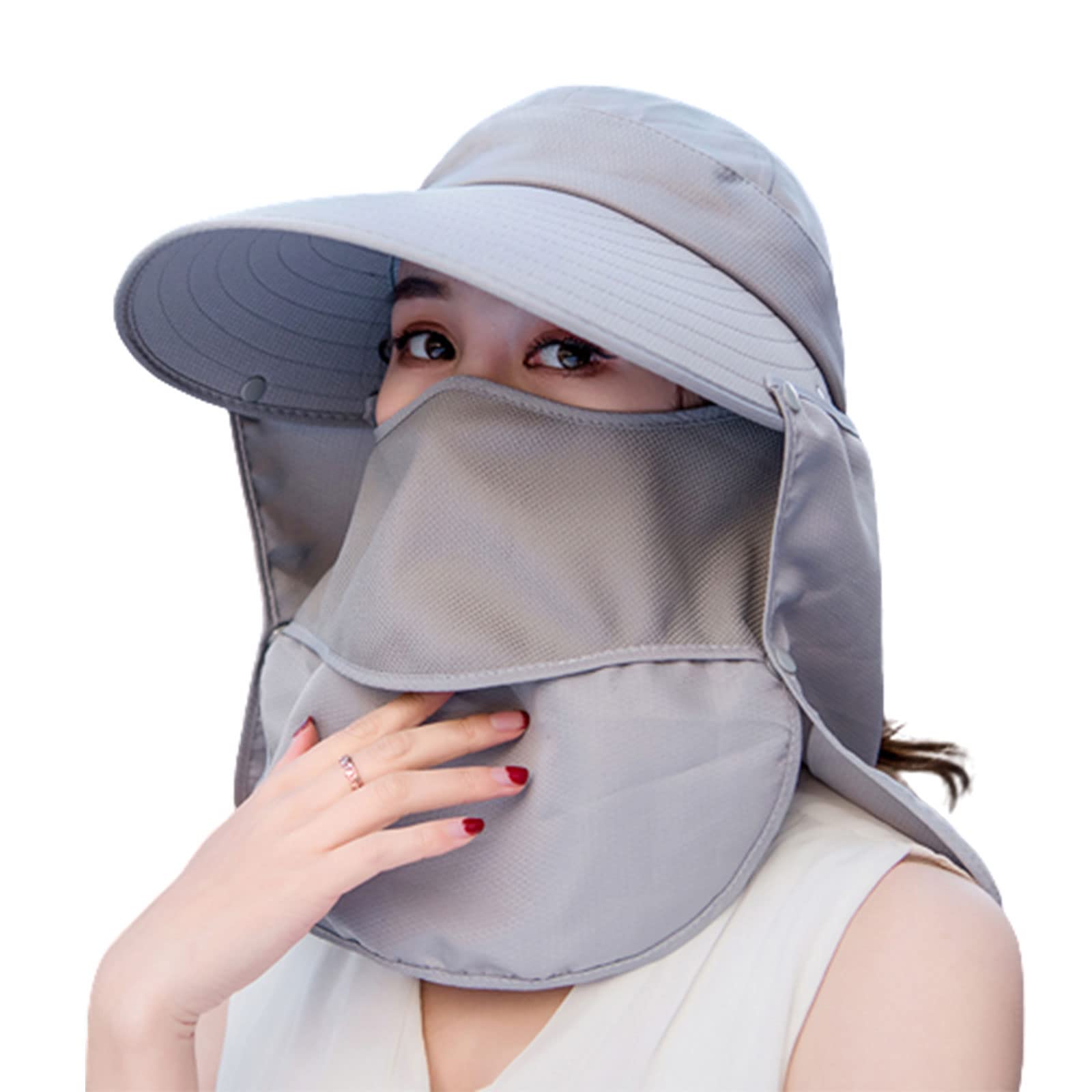 

Hat for UV Sun Sun Face Wide Stylish Large for Field Autumn [7-livehouse] Women s Gardening, Protection, Visor, Protection, Cover, Head, Removable, серый