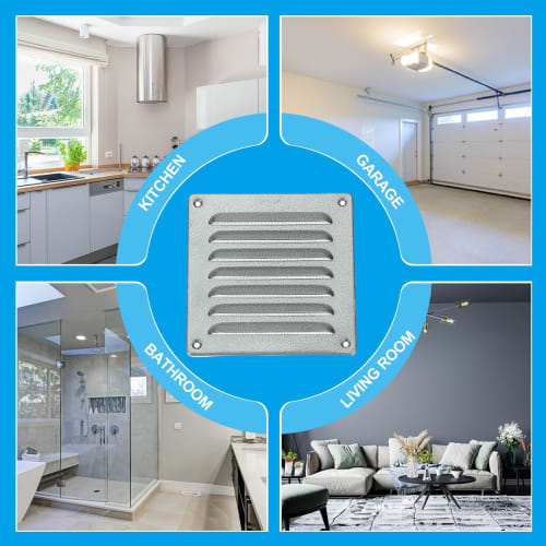 PATIKIL 155x155mm Aluminum Vent Cover, HVAC Air Drain, Ventilation System, Home Renovation, Fireplace, Bathroom, Wall, Silver, 1 Piece