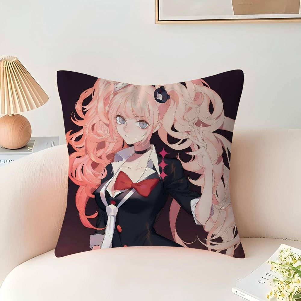 Anime E-Enoshima-Junko Throw Pillow Cover 45x45cm Soft Cozy Decorative Pillowcase Covers With Zipper For Couch Sofa Bedroom