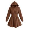 Women's Long Sleeve Hooded Sweatshirt with Ruffled Waist