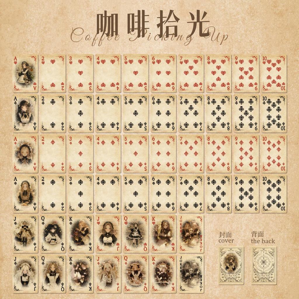 55 pcs Vintage Girl Character Card Paper, Poker-Themed Decorative Paper for Puzzle & Entertainment Crafts