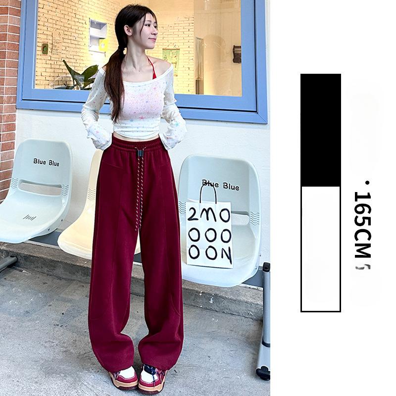 Banana Sports Pants Women's Autumn/winter Solid Straight Loose Sweatpants Casual Narrow Curved Knife Wide Leg Pants