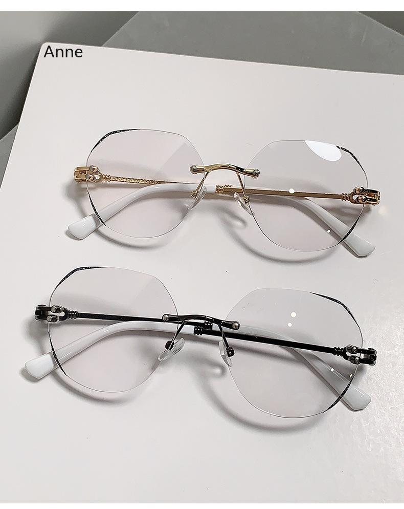 Anti Blue Light High-definition Far Sight Eyeglasses Photochromic Frameless Reading Glasses Fashion Cut Edge Reading Eyewear