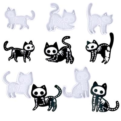 5WYOUKE Silicone Cat Resin Mold with 5 Cute Cat Resin Handmade UV Silicone Resin Earrings [Skull Cat] Mold, Holes, Types, Mold, Parts, Accessories,