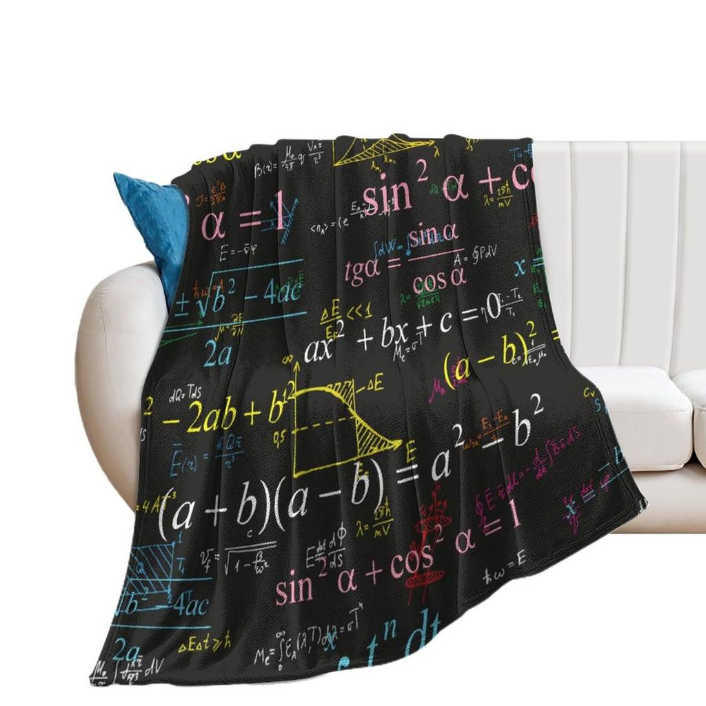 Mathematical equation digital-printed polyester Bedroom velvet flannel cover blanket Fleece soft sofa cover blankets for beds